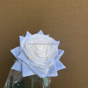 Decoración de flores de boda de alta calidad, flores artificiales de color <span class=keywords><strong>azul</strong></span> claro, <span class=keywords><strong>rosas</strong></span> de tacto Real <span class=keywords><strong>con</strong></span> un solo tallo, venta al por mayor - Product Image 5