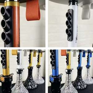 Modern <b>Hookah</b> Set Aluminum Tobacco <b>Pipe</b> Multi Tube Metal Base Glass Bowl Lounge Drinkware - Product Image 5