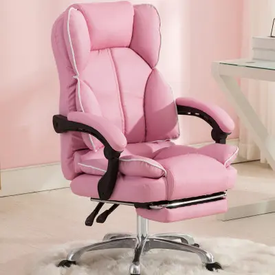 Chaises en cuir rose confortable et hauteur, mobilier de bureau moderne, de haute qualité, blanc, bon marché, avec appui-tête, vente en gros