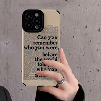 Étui de téléphone portable en cuir artificiel TPU avec impression anglaise créative bleue pour iPhone X Xr 11 12 13 14 15 16 17 18 Pro Max