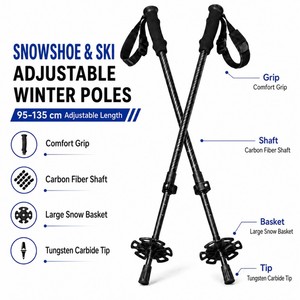 Bâtons <span class=keywords><strong>de</strong></span> <span class=keywords><strong>ski</strong></span> réglables Zeroring en <span class=keywords><strong>carbone</strong></span> composite pour la randonnée hivernale avec grande corbeille à neige - Product Image 4