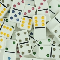 Jeu de dominos professionnel double six, 28 blocs, points colorés avec boîte en métal imprimée, logo personnalisé, provenant d'une usine chinoise