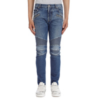 2022 nuovi Jeans da uomo pantaloni strappati elasticizzati in Denim elasticizzato pantaloni tinta unita nero blu stile Hip-Hop pantaloni Slim Fit con Zip