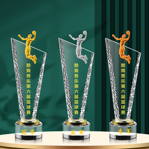 Shanchen Großhandel Professional Basketball Trophy Award Goldene Trophäe Custom Design Kristall Basketball Trophäen und Plaketten - Product Image 1