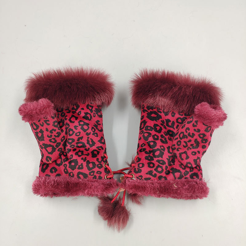 Оптовая продажа, конкурентоспособная цена, теплые зимние варежки без пальцев, индивидуальный цвет, модные перчатки без пальцев из кроличьего меха