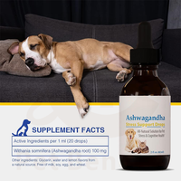 Gouttes calmantes à l'ashwagandha pour chiens et chats - OEM/ODM Pet Benefit - Liquide à base de plantes naturelles à absorption rapide - Soulage le stress, le bruit et l'anxiété