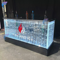 Comptoir de bar avec fontaine à bulles d'eau LED personnalisée, design en plastique, mobilier commercial, table de bar en verre LED, RGB - 7 couleurs