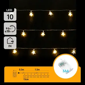 Guirnalda de luces LED a pilas 3AA, estrella colgante, blanco cálido, 1,5 m, ideal para decoración festiva y ambientación. - Product Image 1