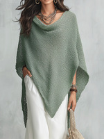 Ensemble deux pièces pour femme : poncho à col drapé et robe midi fluide, tenue assortie pour les vacances à la plage