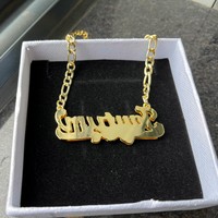 QIUHAN ODM plaqué nom personnalisé collier or Double couche plaque signalétique laiton 3D pendentif lettre collier collier de fête