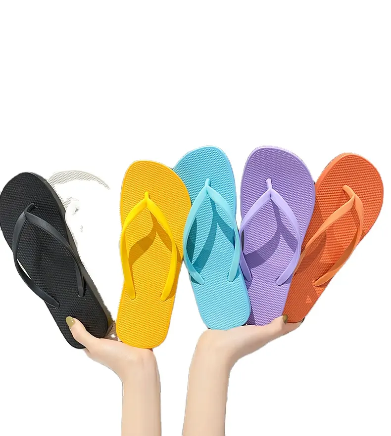 Sandal Flip flop mandi pantai wanita karet cetak Logo kustom sandal jepit pernikahan murah warna-warni sandal Flip flop