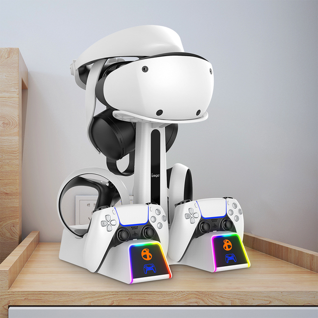 New Multi Function RGB Charging Stand Fast Charge Cool Headset Storage Gaming Accessories Controller Charger Dock for PS5 VR2