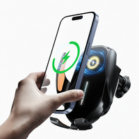 Support de téléphone de voiture sans fil à bras long flexible, rotation à 3 axes avec alignement automatique, support de téléphone réglable en hauteur, clip pour tableau de bord