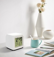 Jam Alarm Lampu Malam LED 7 Warna Kubus Termometer Berubah Warna-warni untuk Kamar Tidur Anak Jam Meja Elektronik