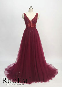 Ruolai LWB3028 su misura Sexy scollo a V <span class=keywords><strong>gonna</strong></span> <span class=keywords><strong>con</strong></span> paillettes <span class=keywords><strong>con</strong></span> spacco <span class=keywords><strong>abito</strong></span> da sera <span class=keywords><strong>lungo</strong></span> - Product Image 2