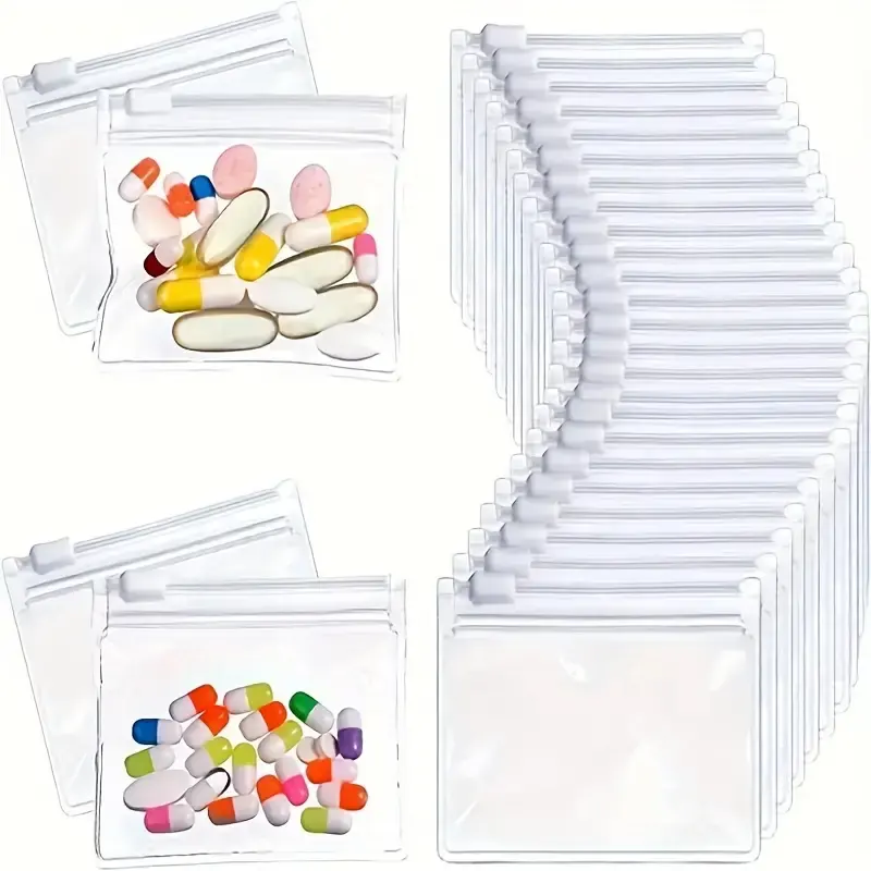 New Arrival EVA Reusable Clear Pill Bags Self Sealing Travel Medicine Organizer Storage