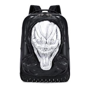 حقيبة ظهر بتصميم جديد ثلاثي الأبعاد بتصميم جمجمة مع حقيبة راكب الدراجة النارية من الجلد القوطي لطراز الشارع المتموج - Product Image 3