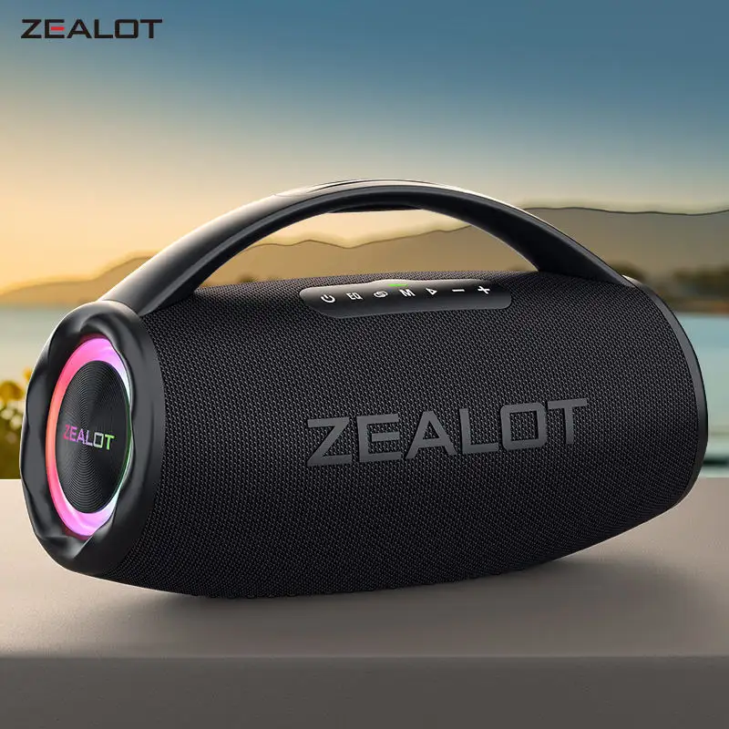 ZEALOTS97ポータブル屋外充電式Bluetoothスピーカーカラフルな照明ワイヤレスサブウーファーサポートTFカード音楽再生