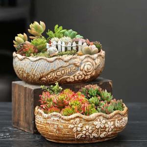 Maceta Grande de Cerámica para Suculentas, Estilo Contemporáneo, Ecológica, de Cerámica Rústica, con Orificio de Drenaje, Creativa, Simple, de Gran Diámetro - Product Image 6