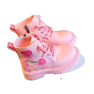 Botas de Piel Sintética Impermeables para Niñas, Botines con Cordones y Cremallera Lateral, Cómodas Botas Infantiles - Product Image 1