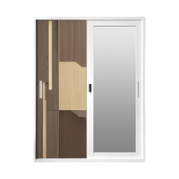 Lemari pakaian pintu geser ganda Modern, lemari pakaian baja dengan cermin Transfer bunga, lemari Almirah untuk kamar tidur, furnitur