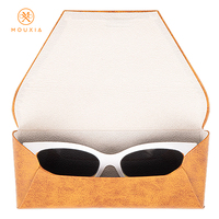Étui à lunettes rigide pliable en cuir PU givré vintage, boîte de rangement pour lunettes de soleil avec logo personnalisé, vente en gros