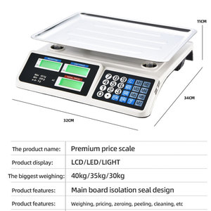 88Lb/40Kg 전자 가격 계산 저울 양면 LCD/LED 디스플레이 상업용 OEM 맞춤형 32x24cm 플랫폼 - Product Image 2
