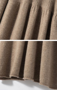 Vestido de Punto para Mujer, Mezcla de Cachemira, Estilo Invernal, Color Sólido, Manga Larga, Cálido, Falda Larga Plisada de Cachemira, OEM y ODM - Product Image 5