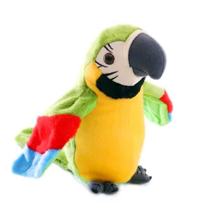 Repeat Stuffed Animal Plush Toy Macaw Funny Learning Electronic Record Animated Bird Shake Wing Talking Parrot Baby Toy