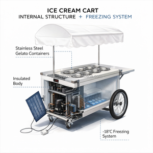 Chariot à gelato personnalisé, chariot à crème glacée commercial, chariot à crème glacée mobile avec congélateur Pozzetti pour événements et commerce de rue - Product Image 4