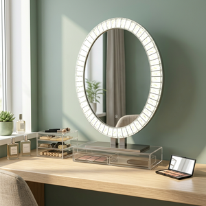<b>Wall</b> Mounted Art Deco LED Makeup Mirror Touch Control Illuminated Defogging Modern for Bathroom Use - Product Image 3