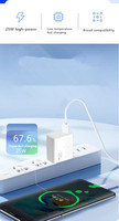 Chargeur mural PD 25W USB-C à charge rapide, adaptateur de voyage avec prise US/EU pour téléphone