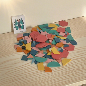 Montessori Patrón de Madera para Niños y Niñas, Juego de 20 Tarjetas Geométricas para Jardín de Infancia, Rompecabezas de Tangram - Product Image 4