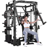 Máquina Smith Multifuncional Todo en Uno con Rack de Potencia, Cable Crossover, Rack de Sentadillas, Prensa de Piernas, Remo y Entrenador de Pecho Mariposa