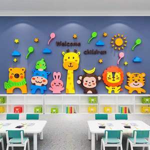 कार्टून पशु स्टीकर शेर टाइगर जिराफ स्टीकर बालवाड़ी दीवार सजावट 3d निविड़ अंधकार स्वयं चिपकने वाला दीवार स्टीकर - Product Image 4