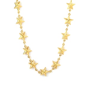 Collar de Cadena con Estrella de Acero Inoxidable Chapado en Oro PVD de 18K, Estilo Europeo Americano, a la Moda, Antideslustre, para Mujer - Product Image 1