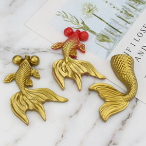 Lucky Koi Fish Cake Toppers Gold Red Plastic Reusable Birthday Decorations Oval Shape Luxury Style - Product Image 1