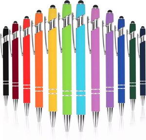 2 in 1 Stylus Touch Screen Click <b>Ballpoint</b> <b>Pen</b>, Soft Rubber Matte Grip Retractable Advertising Signature <b>Pen</b> Custom Logo - Product Image 1