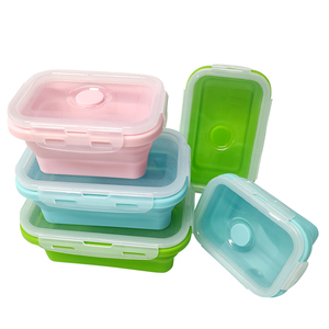 Silicone 4 Pcs Collapsible Food Well Sealed for Kids Bento Sandwich Boxes Silicone Lid Lunch Box Storage Boxes Round > 3 Tiers