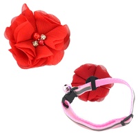 Collier floral mignon pour animaux de compagnie avec perles et strass en tissu mousseline, accessoire de bijoux d'été fait main pour chats et chiens