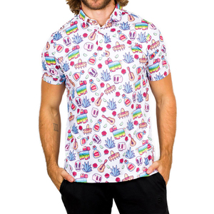 88% Polyester 12% Spandex Luxury Bamboo Logo Oversized <b>Button</b>-<b>Up</b> Collar for Polo <b>Shirt</b> Custom Printed Golf Clothes for Men - Product Image 3