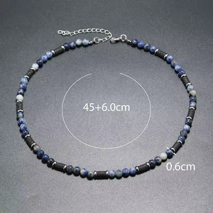 Collar de Cuentas de Piedra Natural de Ágata de 6 mm al por Mayor, Collar de Moda de Piedra de Ojo de Tigre y <span class=keywords><strong>Lava</strong></span> - Product Image 6