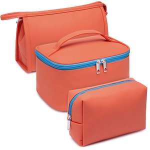 Trousse de maquillage en fil vintage à fermeture éclair étanche grande capacité sacs de rangement cosmétiques pochette de voyage en polyester pour sac - Product Image 6