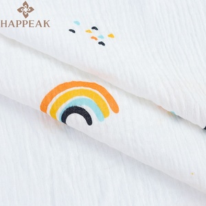 HAPPEAK arc-en-ciel impression <span class=keywords><strong>Double</strong></span> <span class=keywords><strong>gaze</strong></span> tissu par Yard mousseline <span class=keywords><strong>coton</strong></span> tissu matériel pour la fabrication <span class=keywords><strong>de</strong></span> vêtements légers - Product Image 4