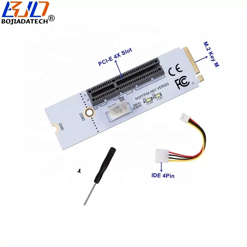 NGFF M.2 anahtar-m PCI-E 4X yuvası genişletme dönüştürücü kartı IDE 4Pin güç kablosu ile