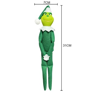 Cổ phiếu nhà máy màu xanh lá cây grinch sọ râu ELF cậu bé Mặt dây chuyền hình chân dài cây giáng sinh trang trí Vinyl đồ chơi sang trọng cho phòng khách - Product Image 6