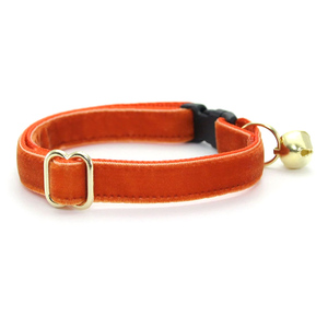 Collar de gatito con hebilla de liberación rápida de seguridad, collares de gato de terciopelo doble hechos a mano con campana - Product Image 5
