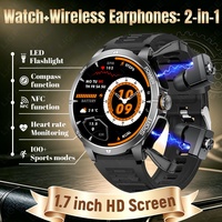 Reloj Inteligente BWGT200 con Auriculares, Linterna LED, Llamadas Telefónicas, Brújula, Rastreador de Actividad Física, Auriculares para Android e iOS