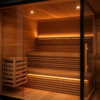 Sauna extérieur personnalisé en cèdre rouge et cèdre de l'Ohio massif pour 4 à 6 personnes, avec bain chaud/froid, douche combinée et gazebo lounge pour jardin et maison