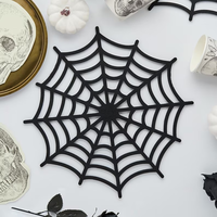 Ensemble de sets de table en feutre écologiques classiques pour Halloween, toile d'araignée, chauve-souris, antidérapants, design tissé noir, 30x30cm, décoration de table à manger
